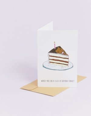 Поздравительная открытка на день рождения с надписью would you like a slice -Мульти Nocturnal Paper