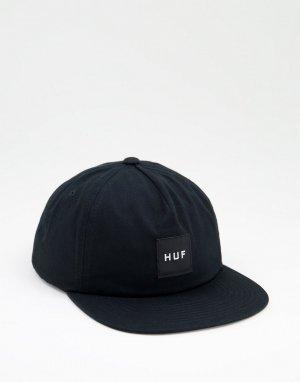 Черная кепка с логотипом на нашивке essentials-Черный цвет HUF