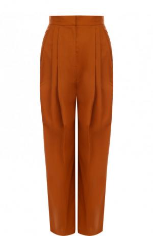 Укороченные хлопковые брюки свободного кроя Vika Gazinskaya. Цвет: коричневый