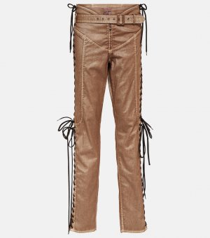 Джинсовые корсетные брюки с низкой посадкой из коллаборации knwls , коричневый Jean Paul Gaultier