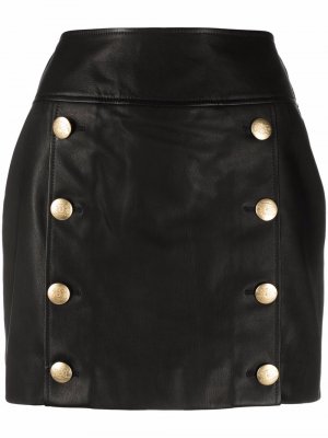 Double-button leather mini skirt John Richmond. Цвет: черный