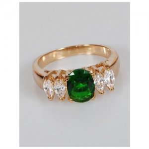 Кольцо помолвочное , фианит, размер 17, зеленый Lotus Jewelry. Цвет: зеленый