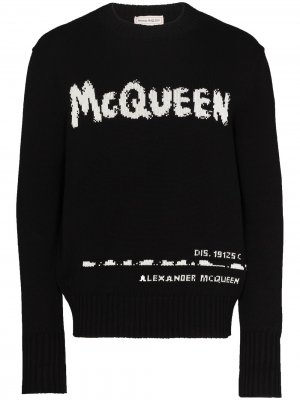 Intarsia logo cotton jumper Alexander McQueen. Цвет: черный