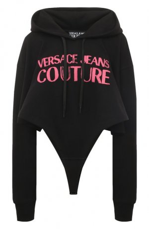 Хлопковое худи-боди Versace Jeans Couture. Цвет: чёрный