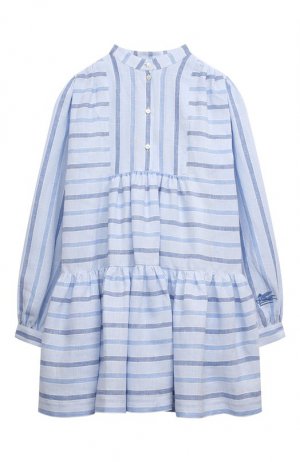 Льняное платье Etro. Цвет: голубой