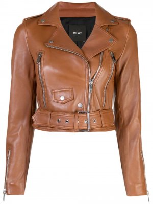 Байкерская куртка Mya Lth Jkt. Цвет: коричневый