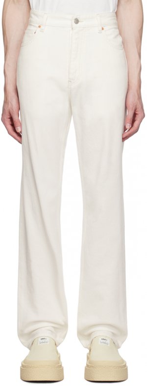 Белые джинсы с крючками MM6 Maison Margiela