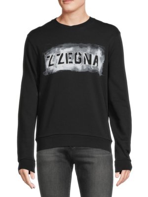 Толстовка с круглым вырезом и логотипом , черный Z Zegna