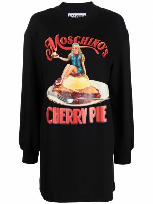 Платье-джемпер Cherry Pie с длинными рукавами Moschino. Цвет: черный