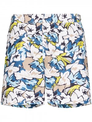 Плавки-шорты Bulldog South Beach с цветочным принтом Orlebar Brown. Цвет: белый