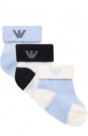 Комплект из трех пар носков Armani Junior. Цвет: голубой
