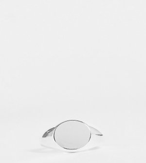 Эксклюзивное посеребренное овальное кольцо-печатка -Серебристый Orelia