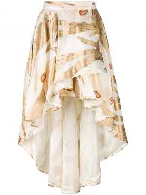 Асимметричная юбка с цветочным принтом Christian Pellizzari. Цвет: телесный