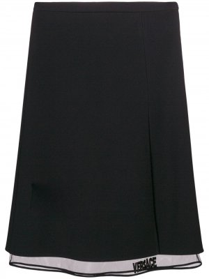 Многослойная юбка-миди Versace. Цвет: черный