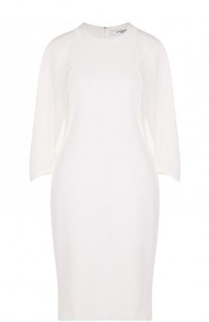 Приталенное платье с полупрозрачным кейпом Givenchy. Цвет: белый