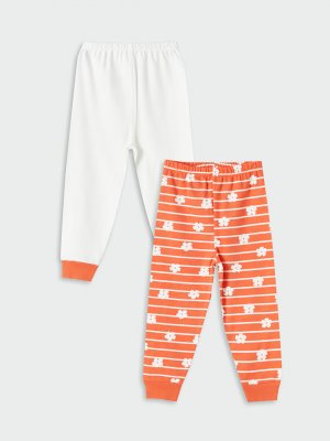 Пижамные штаны с принтом для маленьких девочек и эластичной резинкой на талии, упаковка из 2 шт. LUGGI BABY, цветок граната Baby