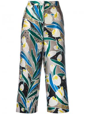 Укороченные брюки с цветочным принтом Rochas. Цвет: телесный