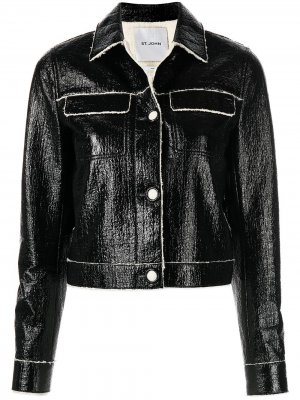 Куртка-рубашка с необработанными краями St. John. Цвет: черный