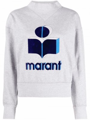Flocked-logo-print sweatshirt Isabel Marant Étoile. Цвет: серый