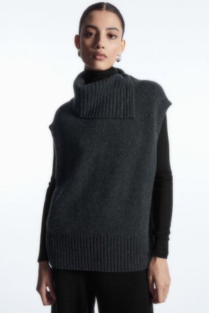 Пуловер из чистого кашемира с воротником стойка , серый H&M