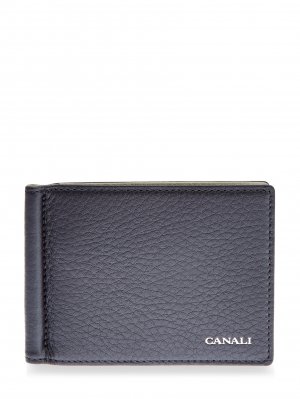 Складной бумажник из крупнозернистой телячьей кожи CANALI. Цвет: черный