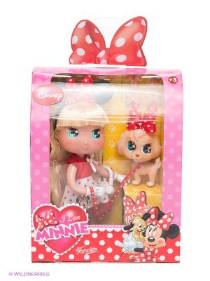 Набор кукла Минни блондинка с собачкой Famosa. Цвет: бежевый, красный, белый, черный