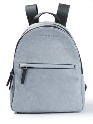 Комбинированный рюкзак BRUNELLO CUCINELLI. Цвет: голубой