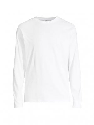 Рубашка с длинными рукавами Riviera круглым вырезом , белый Sunspel