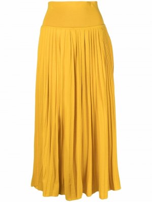 Плиссированная юбка миди Sminfinity. Цвет: желтый