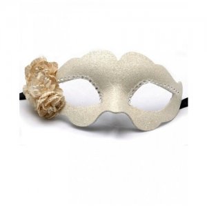 Белая блестящая маска с цветком Fiore (8789) Giacometti