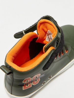 Спортивная обувь для мальчиков до щиколотки со шнурками и липучками LCW STEPS, хаки Steps
