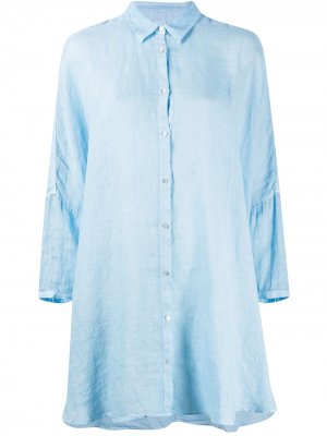 Рубашка-туника на пуговицах 120% Lino. Цвет: синий