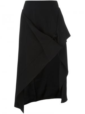 Драпированная юбка асимметричного кроя C/Meo. Цвет: чёрный
