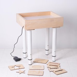 Стол для рисования песком с белой подстветкой, 30×40 см + гребень и трафарет No brand