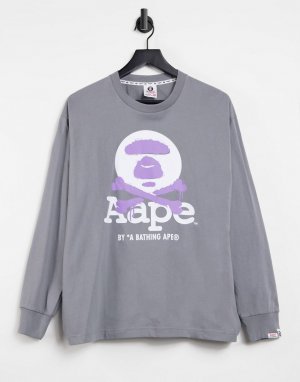 Серый лонгслив со скрещенными костями AAPE By A Bathing Ape APE®