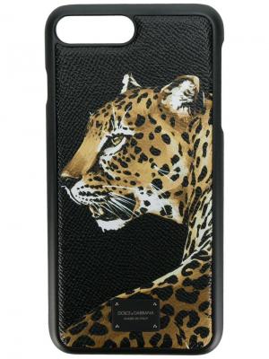 Чехол для iPhone 7/8 Plus с принтом леопарда Dolce & Gabbana. Цвет: черный