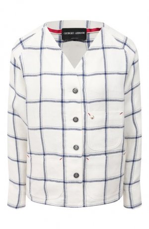 Льняная рубашка Giorgio Armani. Цвет: белый