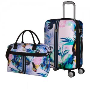 Комплект it luggage/чемодан модель SHEEN/ размер ручная кладь с расширением и дорожная сумка/ Luggage. Цвет: желтый/розовый/голубой