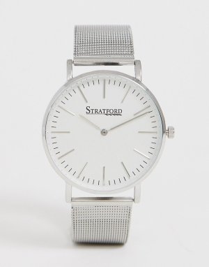 Серебристые мужские часы с сетчатым браслетом -Серебряный Stratford