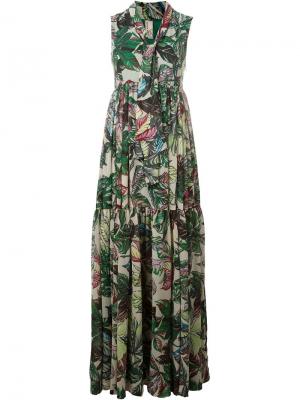 Длинное платье с цветочным узором Antonio Marras. Цвет: зелёный