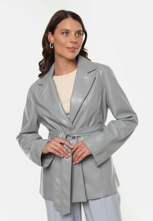 Куртка кожаная Passegiata. Цвет: серый
