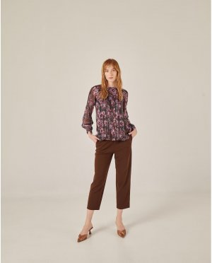 Женские прямые брюки из бумажного пакета с завышенной талией , коричневый Niza. Цвет: коричневый
