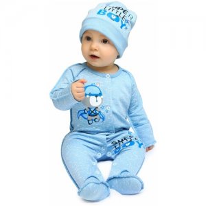 Комбинезон нательный для малыша Babyglory Супергерои швы наружу (футер с начесом) голубой 20-62. Цвет: голубой