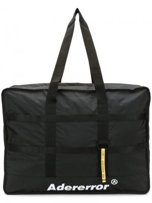 Дорожная сумка с логотипом Ader Error. Цвет: черный