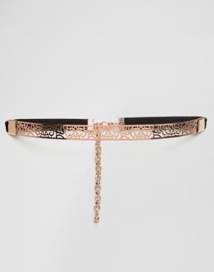 Ожерелье-чокер с вырезным узором Rose Nylon. Цвет: золотой