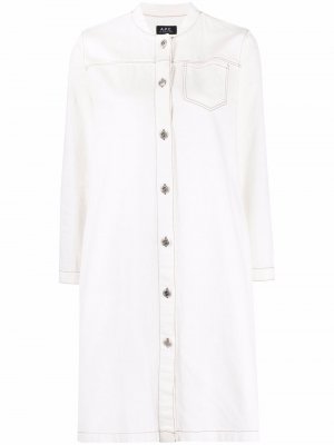 Джинсовое платье-рубашка с контрастной строчкой A.P.C.. Цвет: белый
