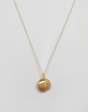 Ожерелье из 14-каратного золота с буквой A на медальоне Carrie Elizabe Elizabeth. Цвет: золотой
