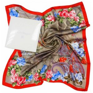 Женский платок с цветами и алым кантом 821557 Laura Biagiotti. Цвет: голубой