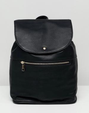 Мягкий рюкзак черного цвета с молнией -Черный цвет ASOS DESIGN