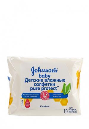 Влажные салфетки Johnson & Johnsons baby Pure Protect антибактериальные, 25 шт